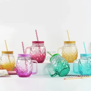 6pics Colorful Mason Jar Cups With Lids & Straws / Reusable Drinking
