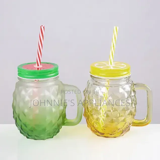6pics Colorful Mason Jar Cups With Lids & Straws / Reusable Drinking