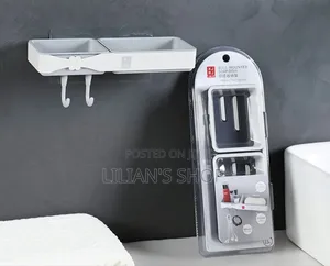 Wall-Mounted Plastic Double Soap Dish and Storage Rack