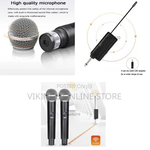 Portable Dual Wireless Handheld Microphone System With a Rechargeable