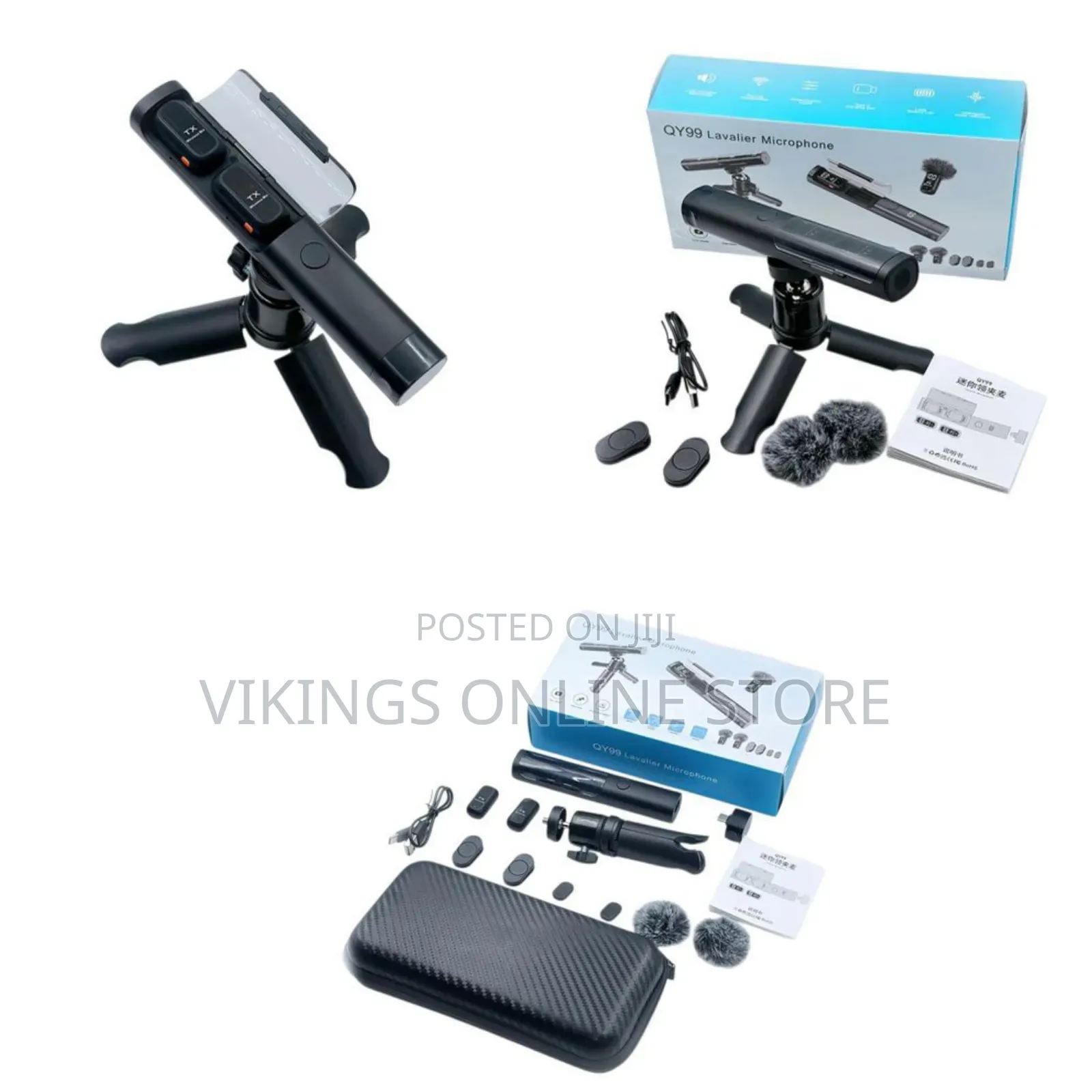 Wireless Lavalier Microphone Kit, a Mini Tripod Stand, Clip-On