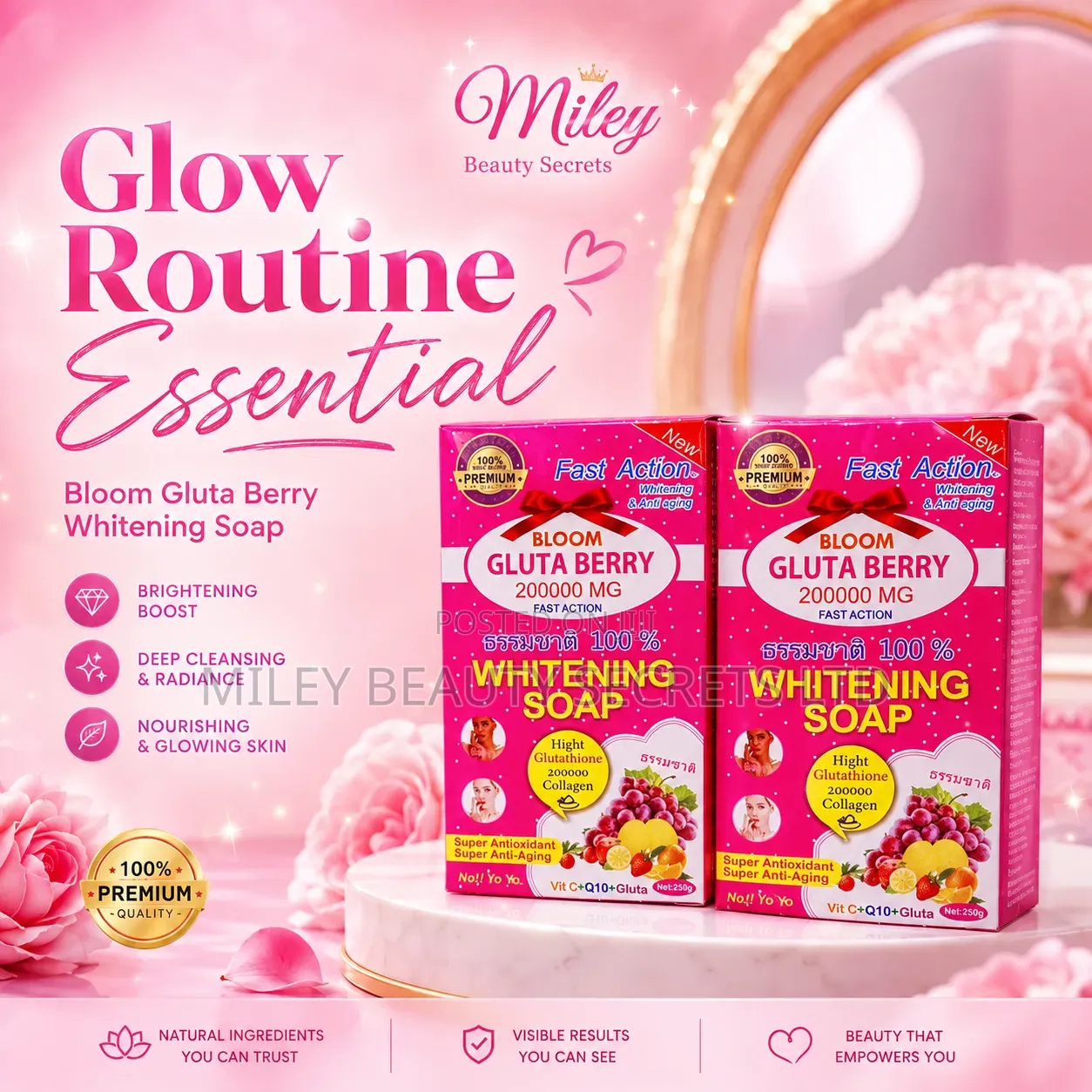 Bloom Gluta Berry Whitening Soap 💖✨