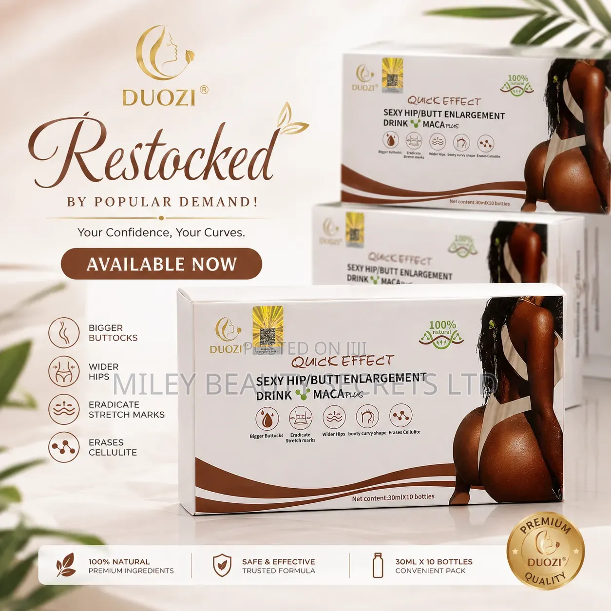 DUOZI Quick Effect Sexy Hip/Butt Enlargement Drink – Maca Plus 🤎✨
