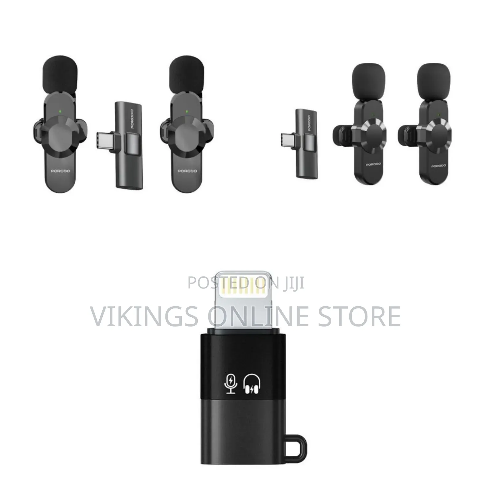 Porodo Audix Pro Dual Wireless Lavalier Lightning Connector Adapter