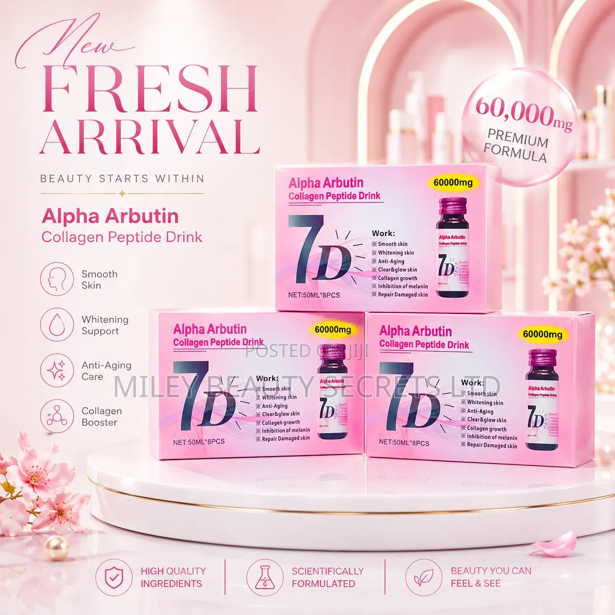 Alpha Arbutin Collagen Peptide Drink – 60,000mg 💗✨