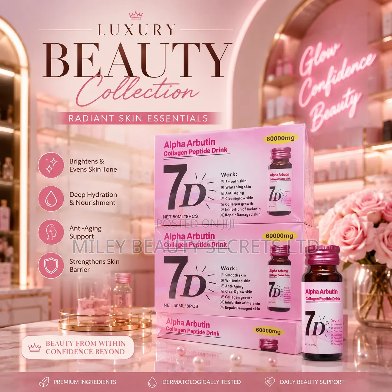Alpha Arbutin Collagen Peptide Drink – 60,000mg 💗✨