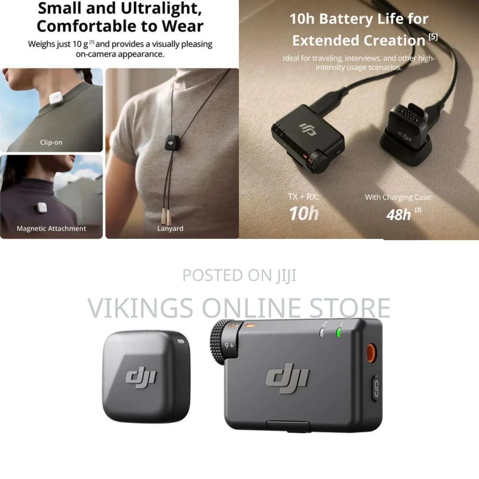 DJI Mic Mini Wireless Microphone System, an Ultralight 10-Gram Square