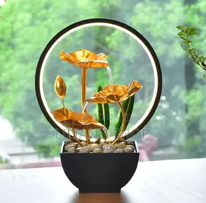 3-Tier Metallic Lotus Tabletop Water Fountain