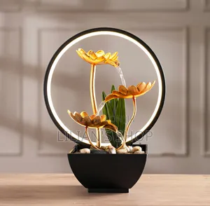 3-Tier Metallic Lotus Tabletop Water Fountain