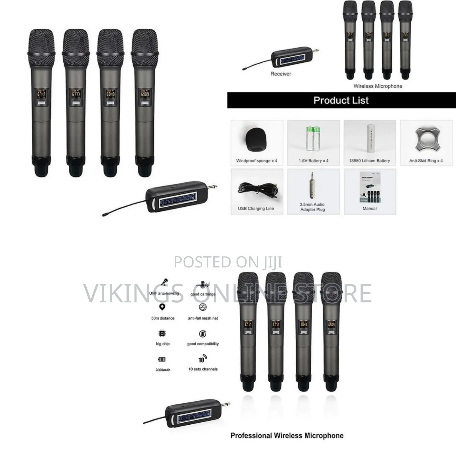 Professional 4-Channel UHF Wireless Handheld Microphone System