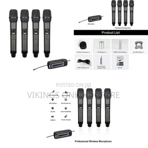 Professional 4-Channel UHF Wireless Handheld Microphone System