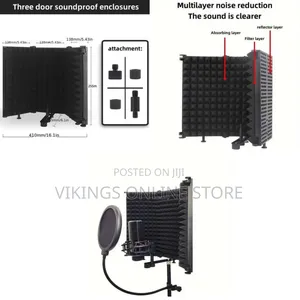 Three-Door Portable Microphone Isolation Shield High-Density Acoustic