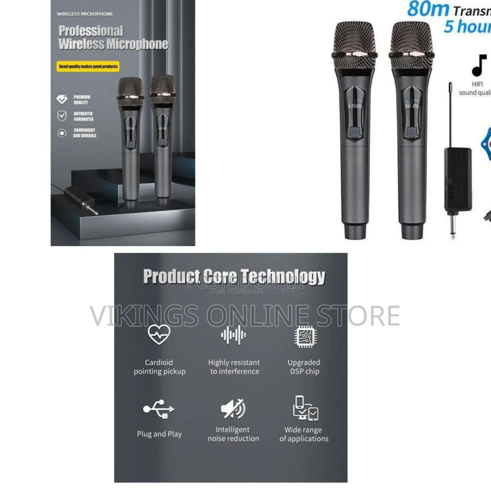 Professional Dual Handheld Dynamic Wireless Microphones