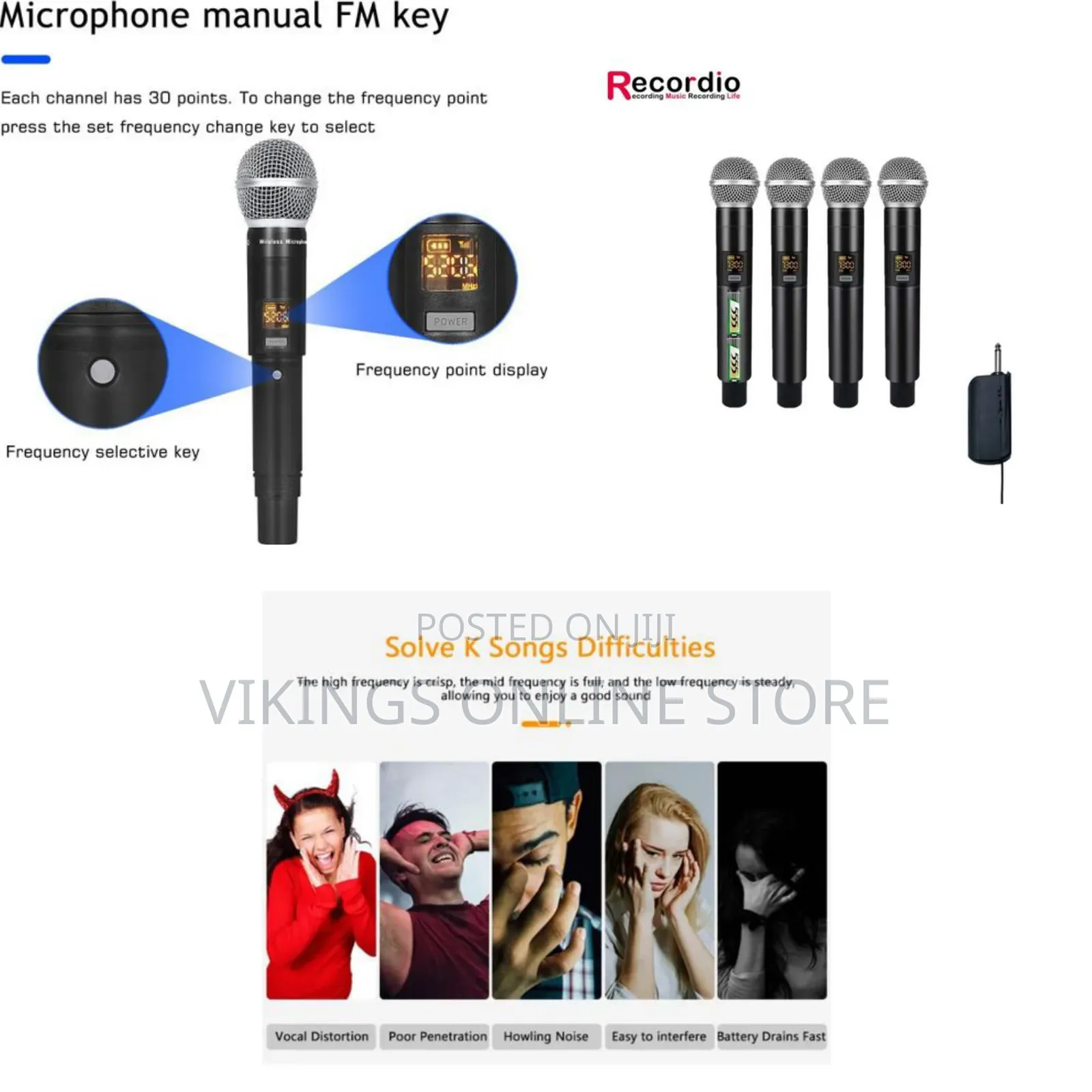 Four-Channel Wireless Handheld Microphone System Complete