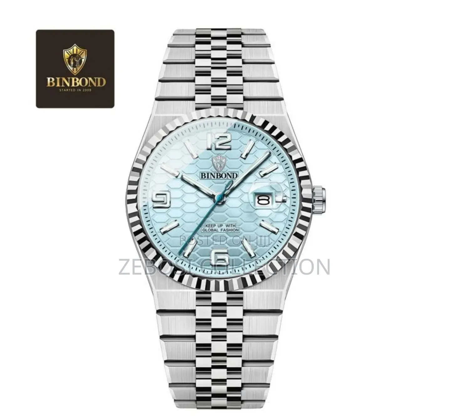 BINBOND Men's Modern Wristwatch With 3D, 30M Water Resistant -Silver