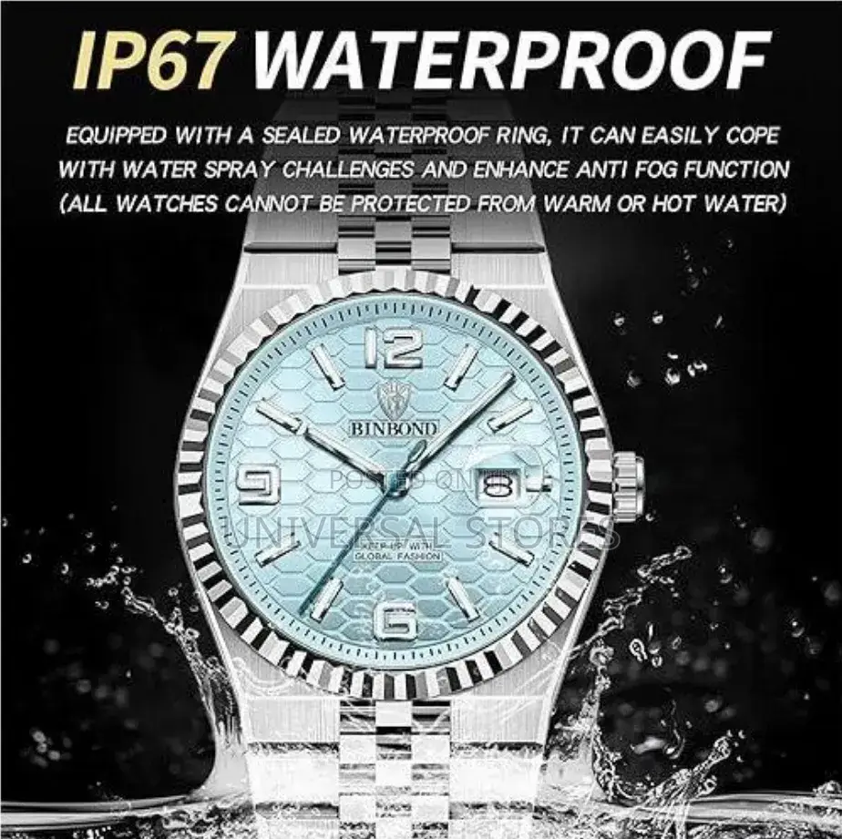 BINBOND Men's Modern Wristwatch With 3D, 30M Water Resistant -Silver