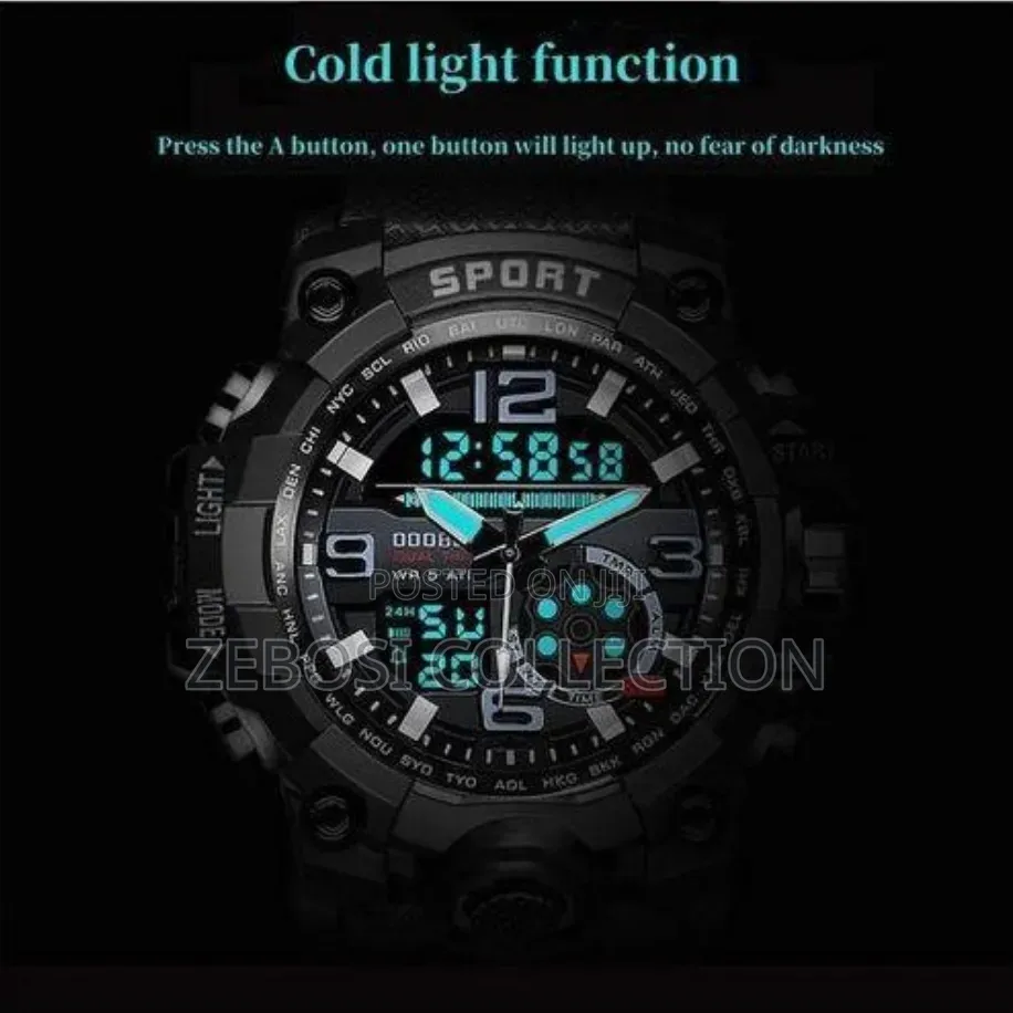 Men's Outdoor Sports Waterproof Watch, LED Digital Luminous Watch
