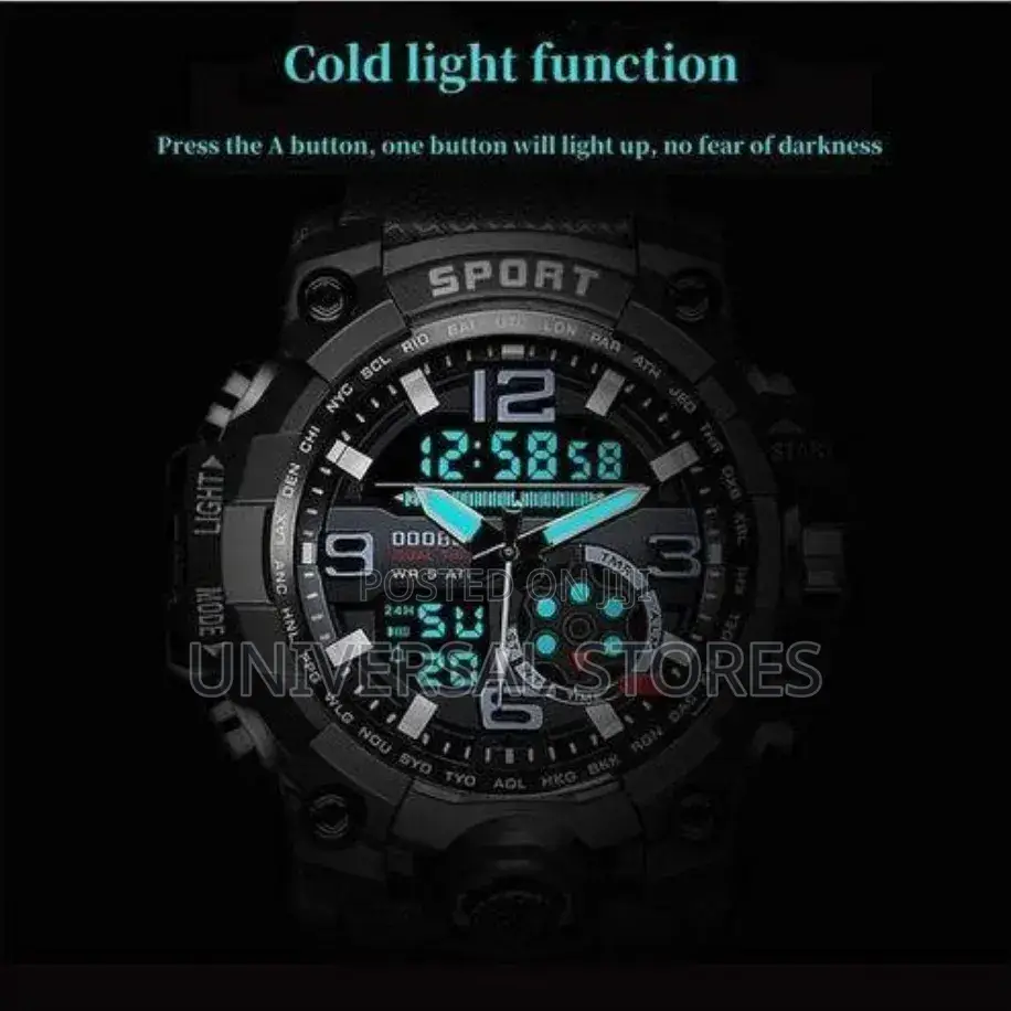 Men's Outdoor Sports Waterproof Watch, LED Digital Luminous Watch