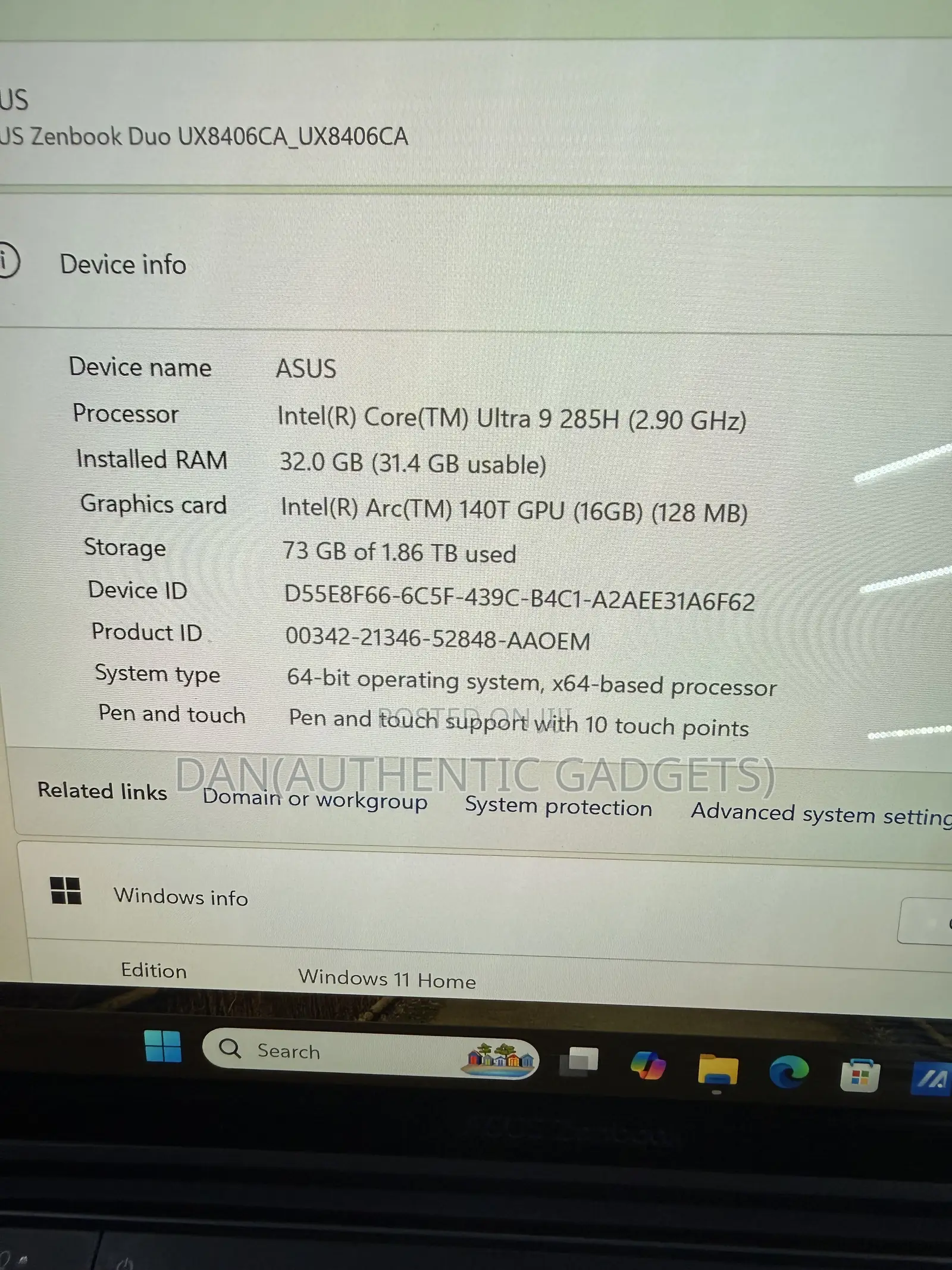 Laptop Asus Zenbook Duo 14 32GB Intel Core Ultra 9 SSD 2T