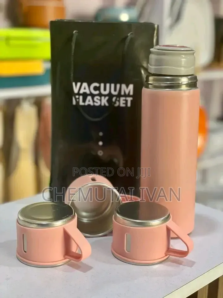 3 in 1 Portable Vaccum Flask Set {Pink Color}
