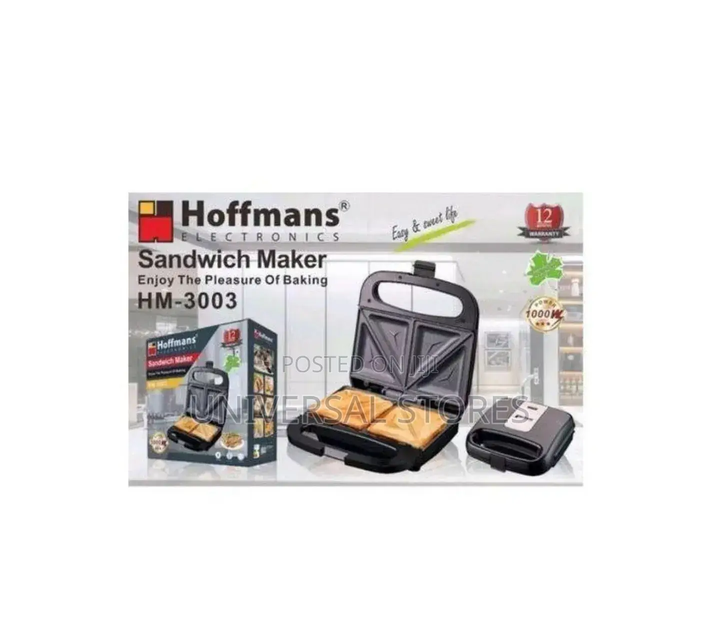 2 Slice Sandwich Maker Non Stick Surface Bread Toaster Baker