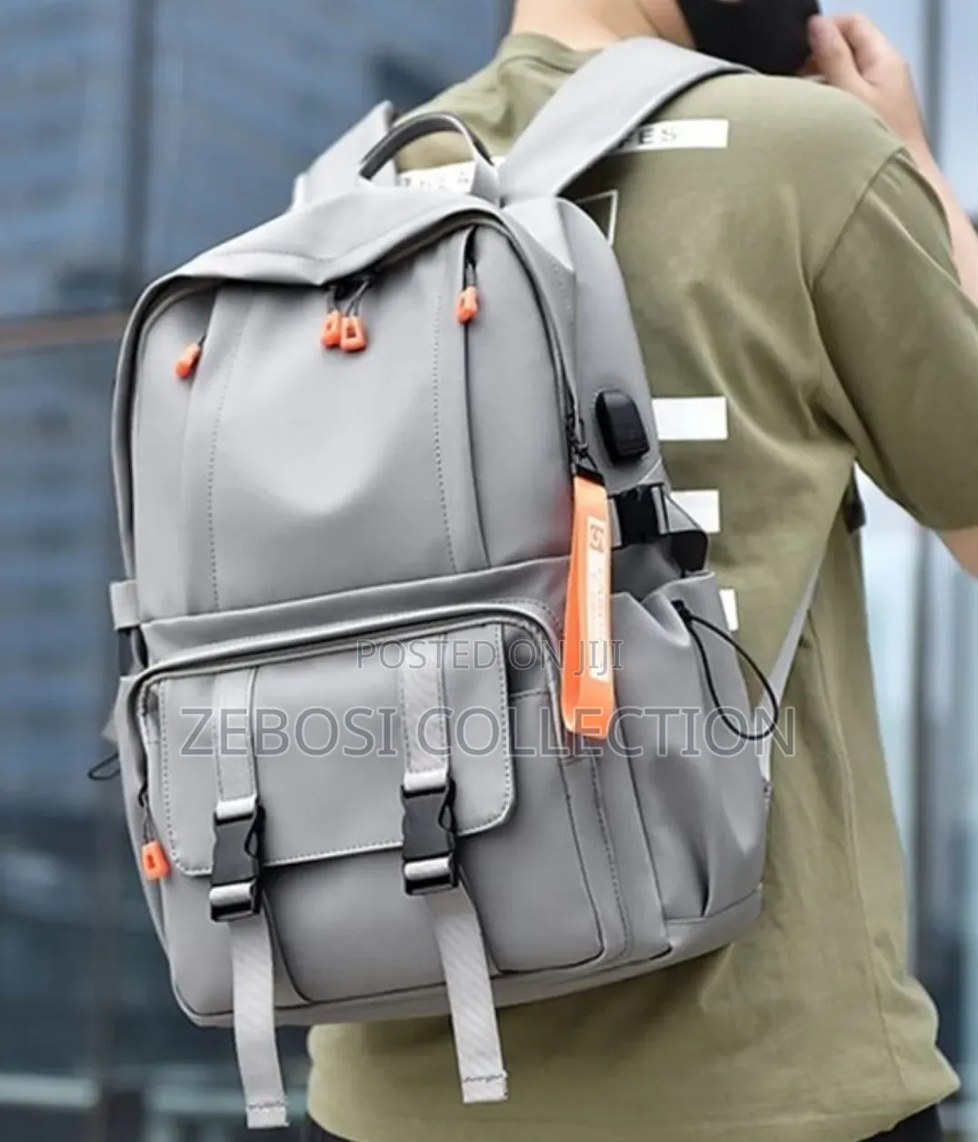 Well Designed Waterproof Backpack With USB
Port-Grey and Black