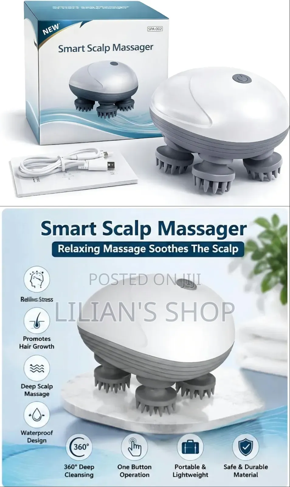 Smart Electric Head Scalp Massager With Soft Silicone Massage Claws