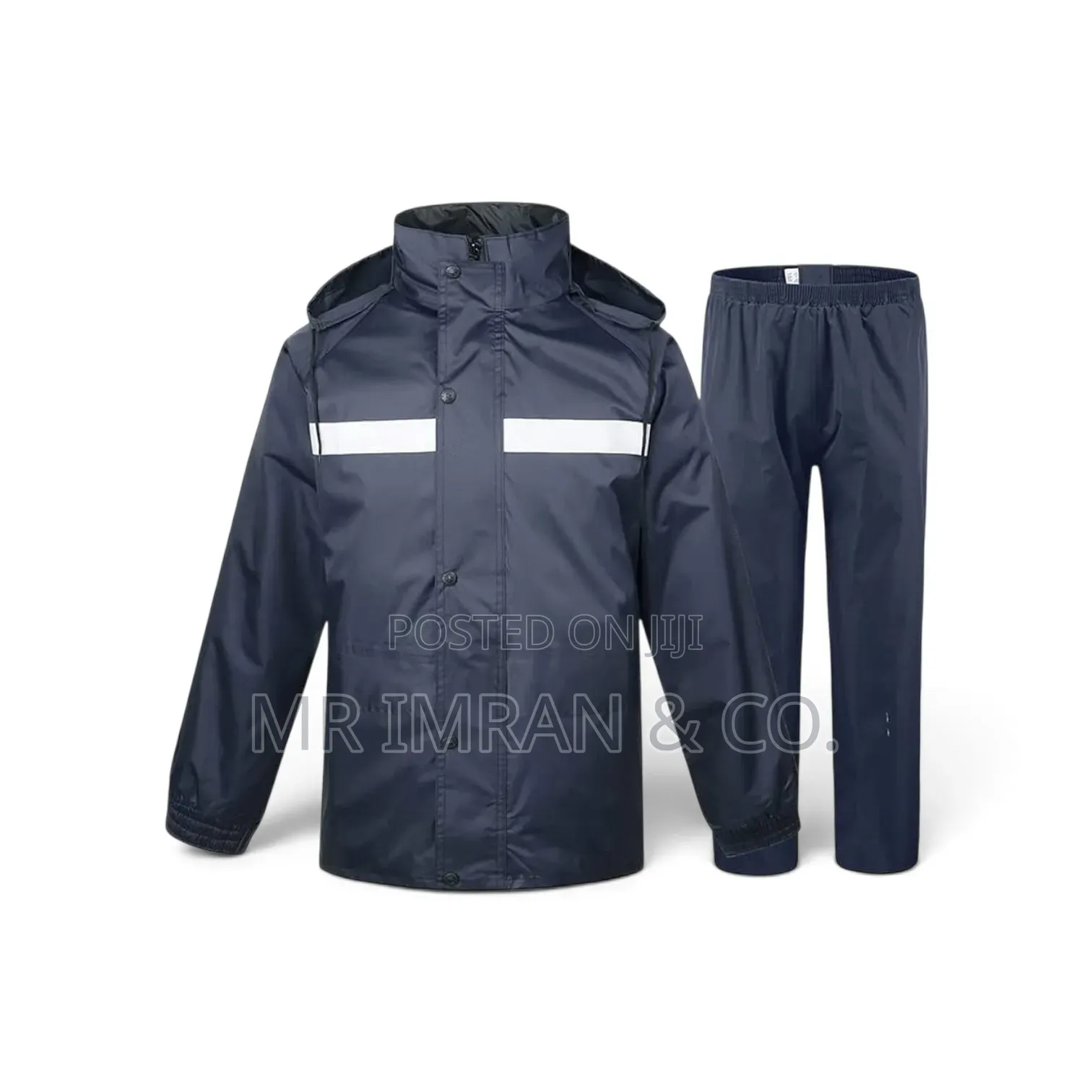 Navy Blue Waterproof Two-Piece Rain Suit