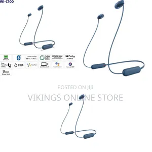 Sony WI-C100 Wireless in-Ear Headphones in Blueflexible Neckband