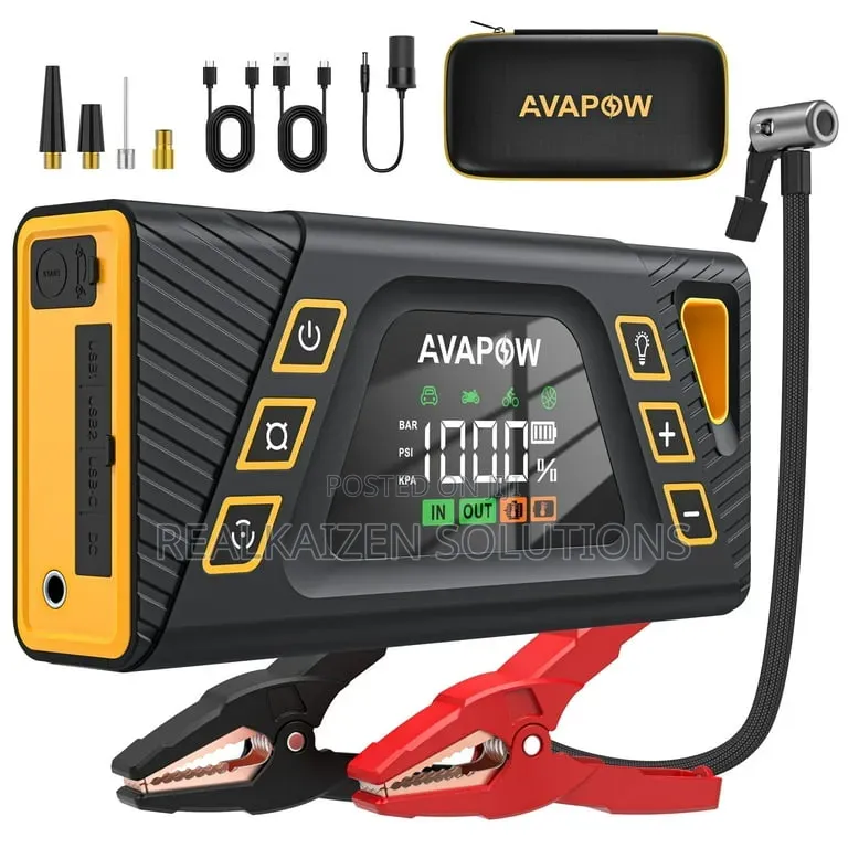 USA AVAPOW Jump Starter With Air Compressor| 150PSI 6000A