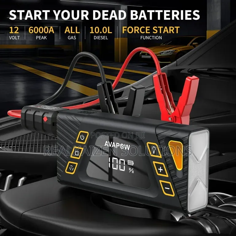 USA AVAPOW Jump Starter With Air Compressor| 150PSI 6000A