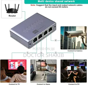 Aoweixun RJ45 1-to-4 Gigabit Ethernet Network Splitter