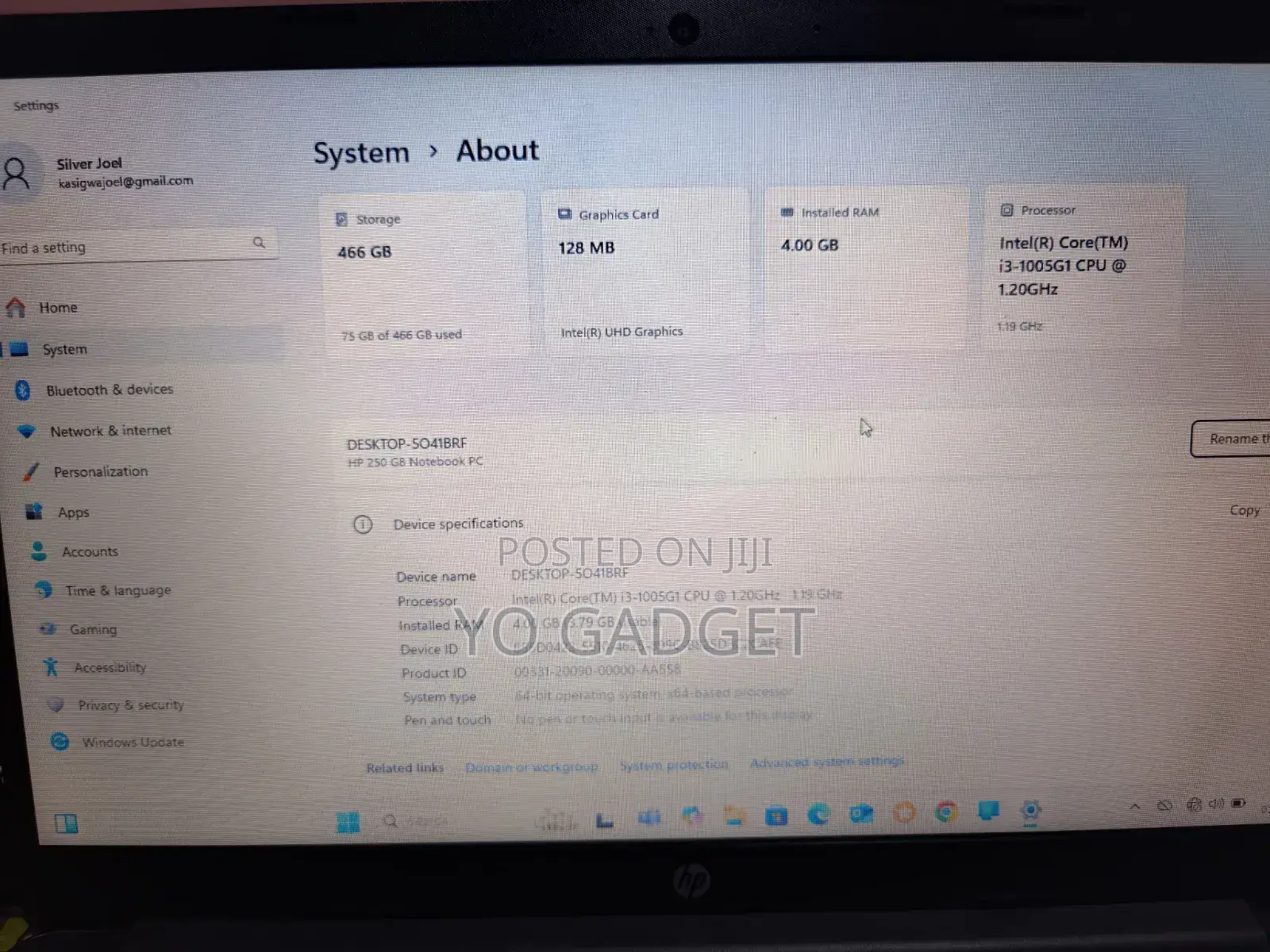 Laptop HP 250 G8 4GB Intel Core i3 SSD 500GB