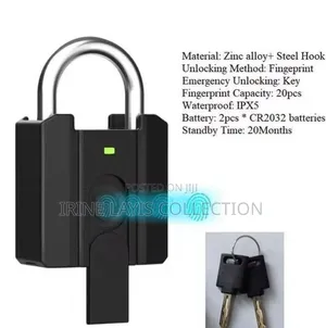 Smart Biometric Fingerprint Padlock With a Silver Steel Shackle.