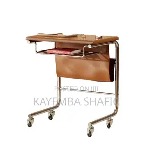C-Shaped Mobile Rolling Sofa Side Table With Storage Pocket