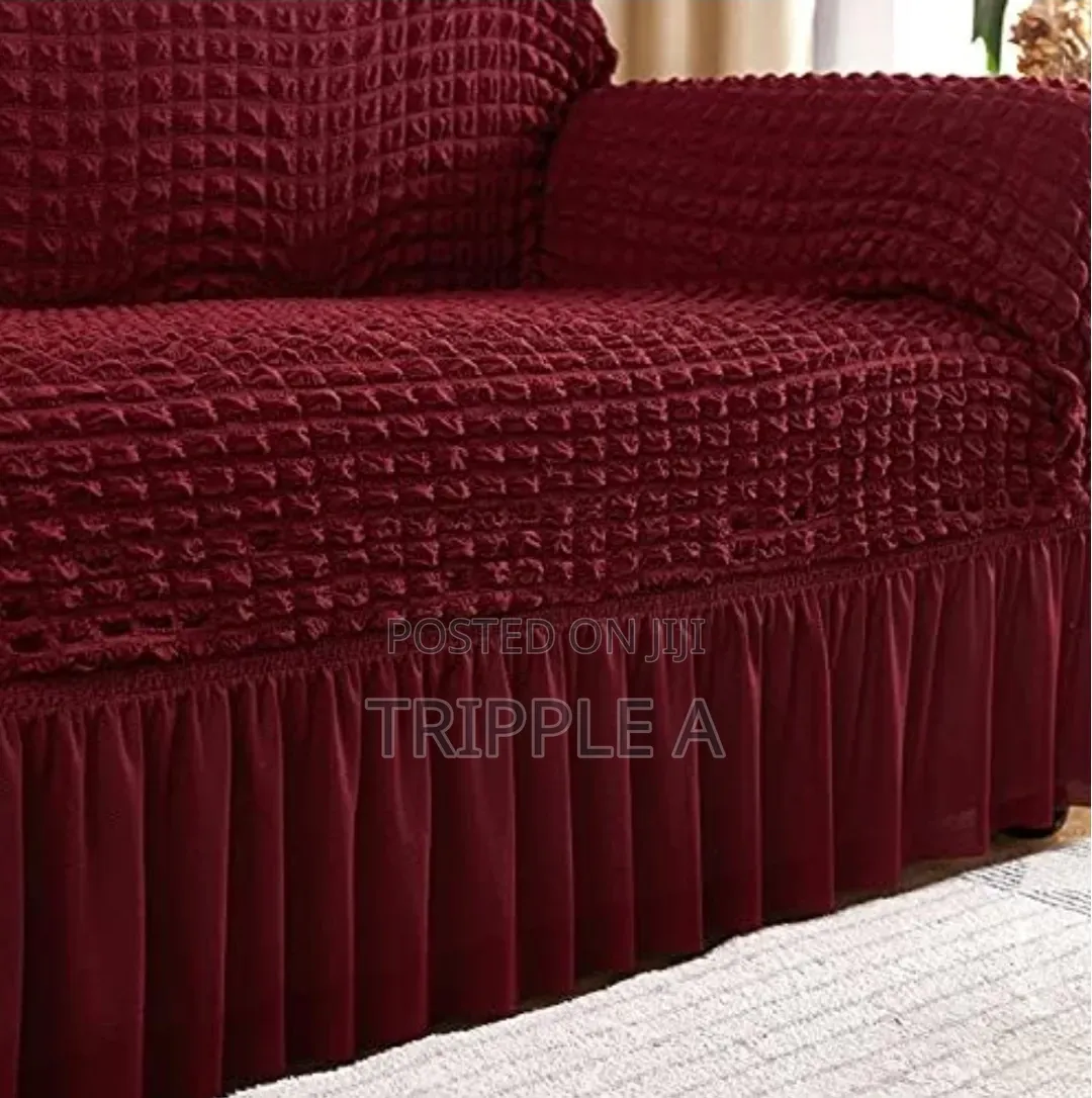 3:2:1 Wine Red Six Seater Elastic Sofa Covers