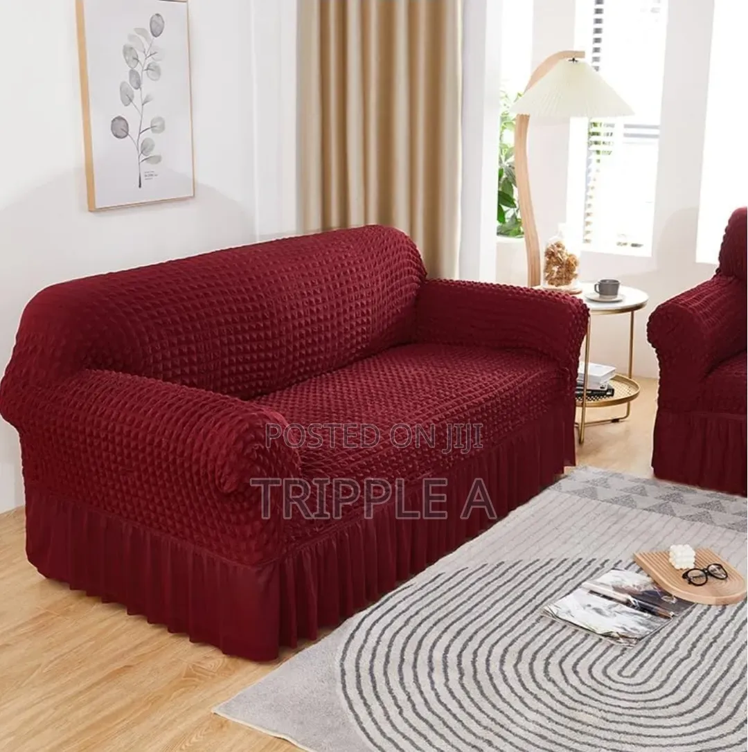 3:2:1 Wine Red Six Seater Elastic Sofa Covers