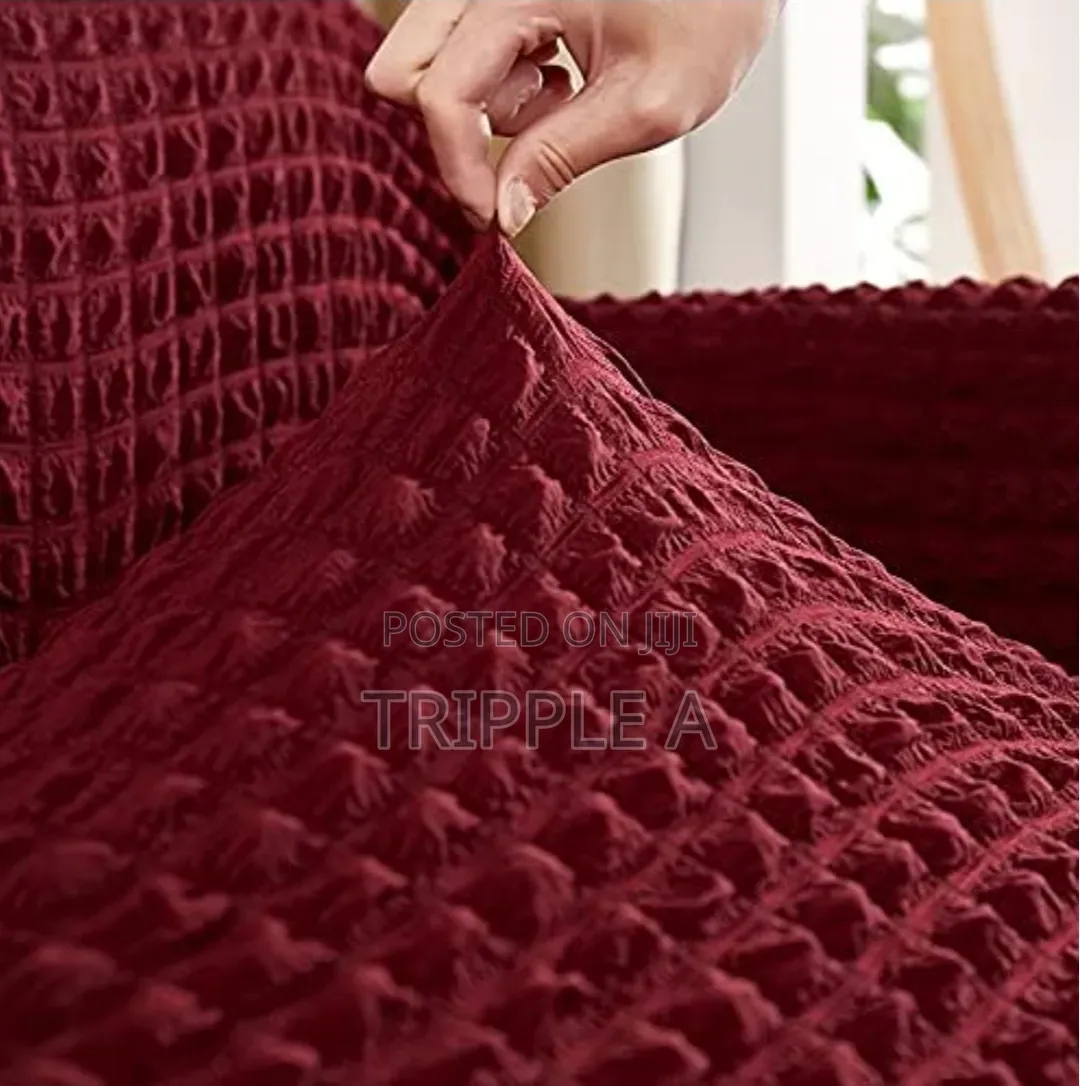 3:2:1 Wine Red Six Seater Elastic Sofa Covers