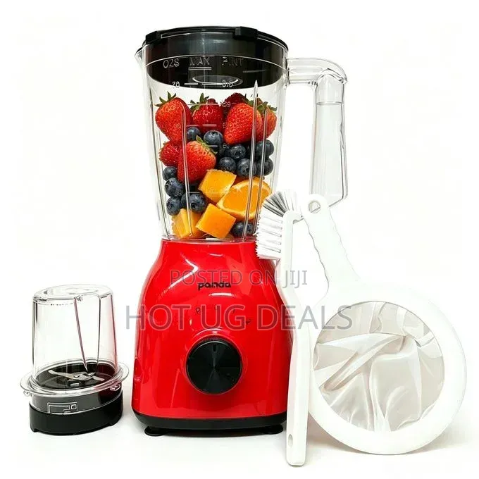 Panda 1.75L 2-in-1 Blender With Grinder – Red