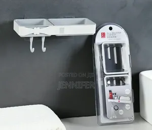 Wall-Mounted Plastic Double Soap Dish and Storage Rack
