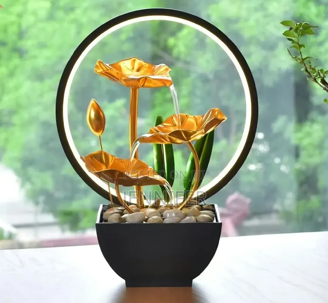 3-Tier Metallic Lotus Tabletop Water Fountain