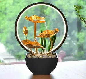 3-Tier Metallic Lotus Tabletop Water Fountain