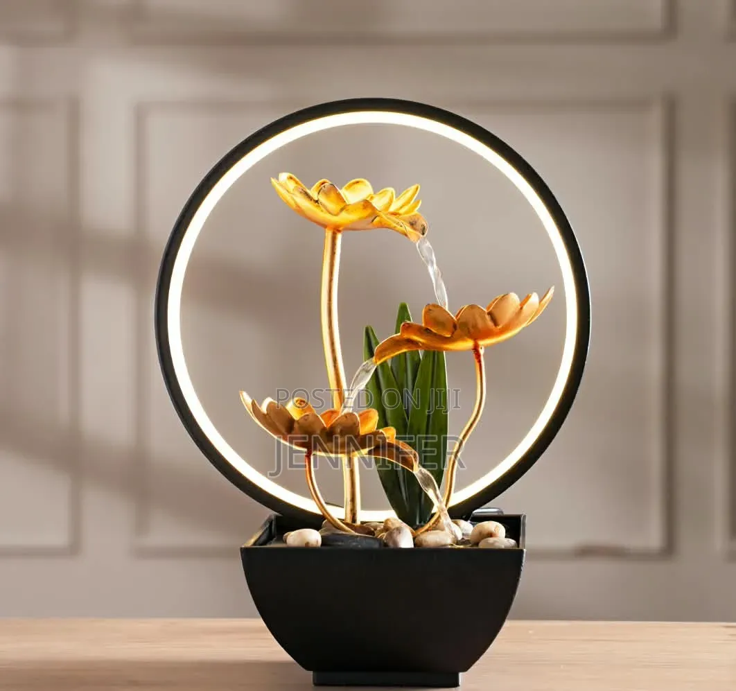 3-Tier Metallic Lotus Tabletop Water Fountain