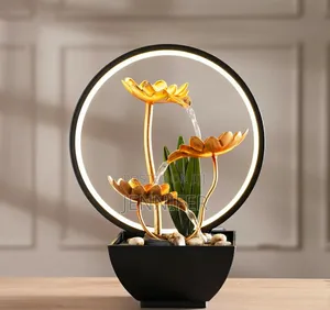 3-Tier Metallic Lotus Tabletop Water Fountain
