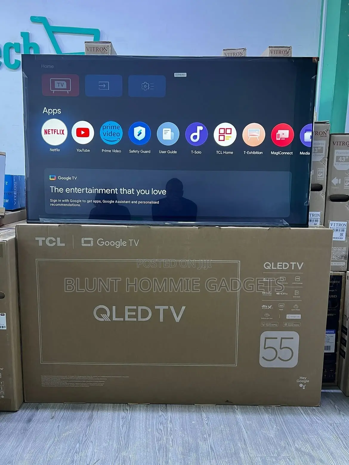 A 55-Inch TCL 4k Uhd Smart  TV.