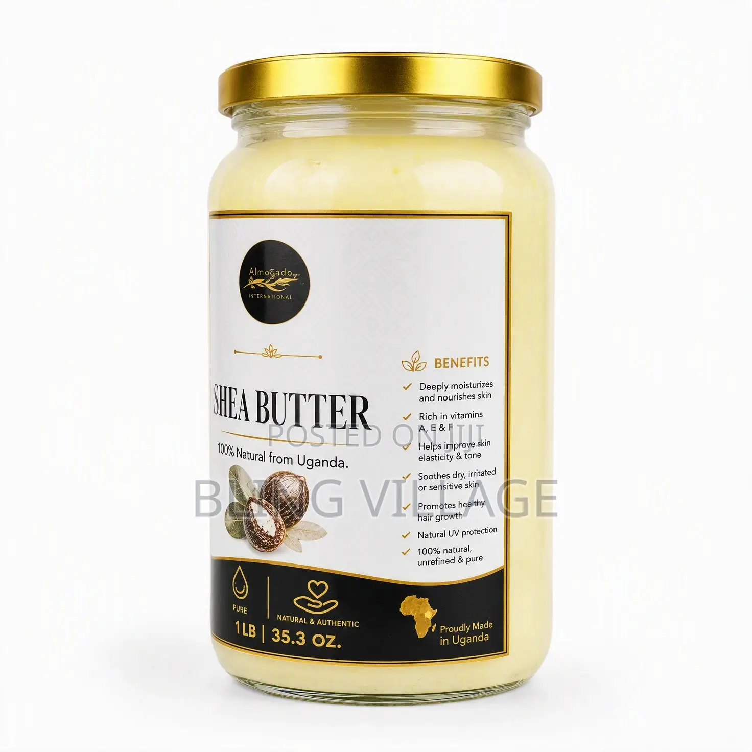 Raw Shea Butter 100% (Grade A) Nilotic 1kg Family Size Glass