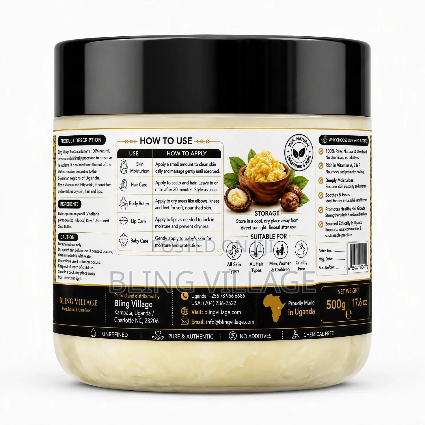 Raw Shea-Butter Nilotic 100% Organic 500g