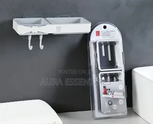 Wall-Mounted Plastic Double Soap Dish and Storage Rack