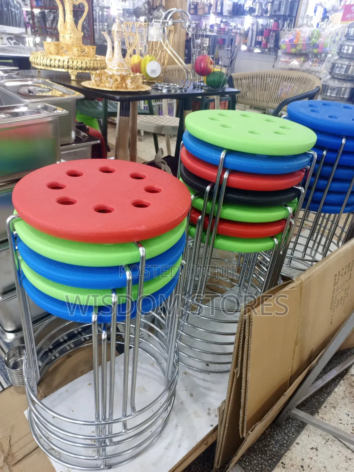 Plastic Round Stool Household With Stainless Steel.1Pc