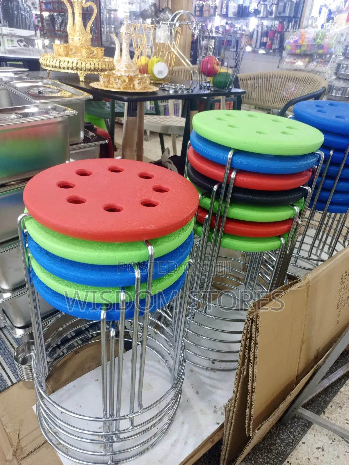 Plastic Round Stool Household With Stainless Steel.1Pc